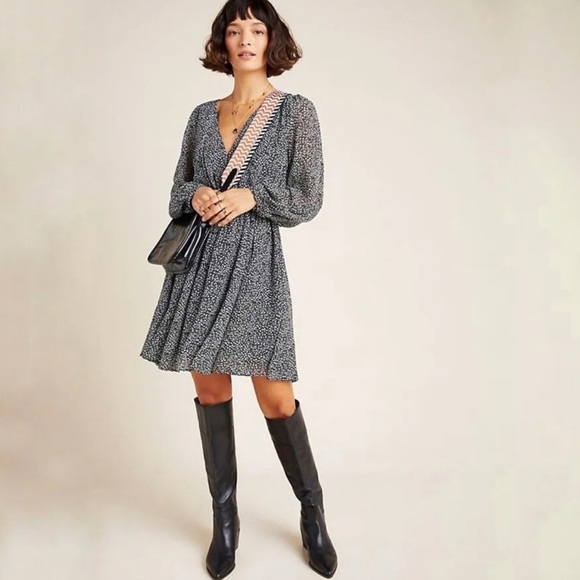 Anthropologie 3X Leopard Print Wrap Long Sleeve Mini Dress - Picture 12 of 12